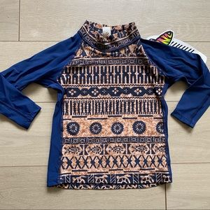 Sun Skinz Blue & Print Long Sleeve Rash Guard-10